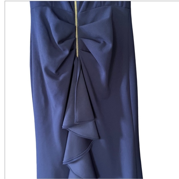 Betsy and Adam Navy/Royal Blue Off the Shoulder Gown size 4 - Picture 8 of 11